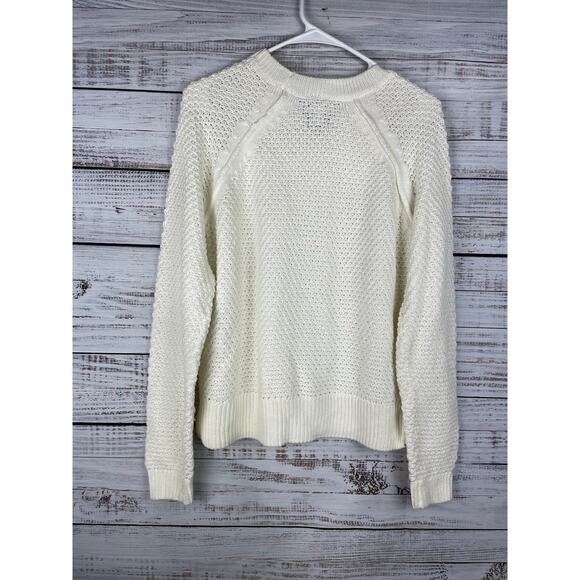 GAP White Cable Knit Coastal Sweater XSmall Nautical Neutral Modest Career - Picture 2 of 9